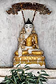 Myanmar - Sagaing, Shwe-kyet-kay a pagoda on a steep bank of the River close to the two parallel bridges linking Sagaing and Amarapura. 